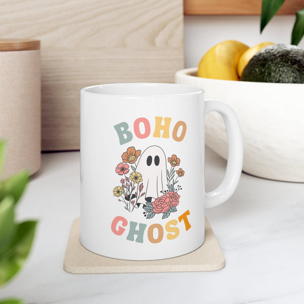 Boho Ghost Ceramic Mug, 11oz